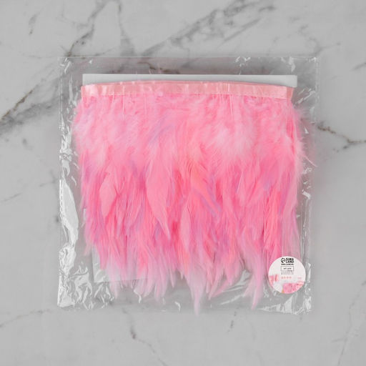 Перья петуха декоративные, на ленте, 10-15 см, 5±0.5 м, розовые