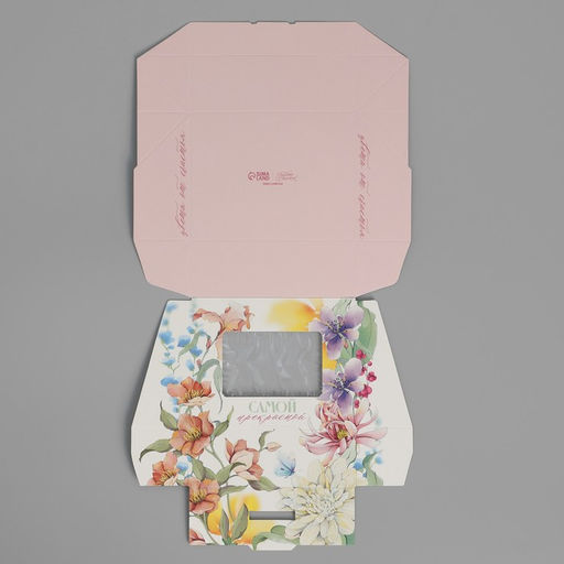 Цена за 10 шт. Кондитерская упаковка, коробка с ламинацией «Цветы», 10×8×3.5 см