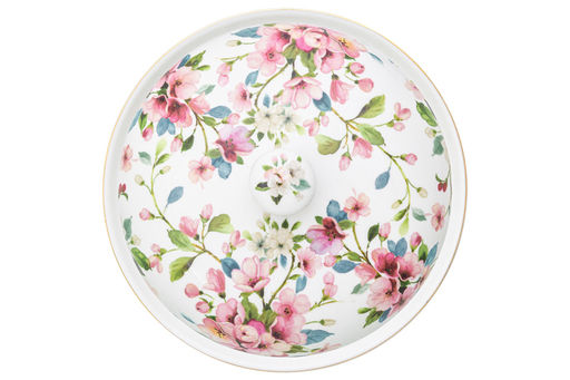 Блинница 23*23*9,5 см "Яблоневый цвет на белом" фарфор NEW BONE CHINA