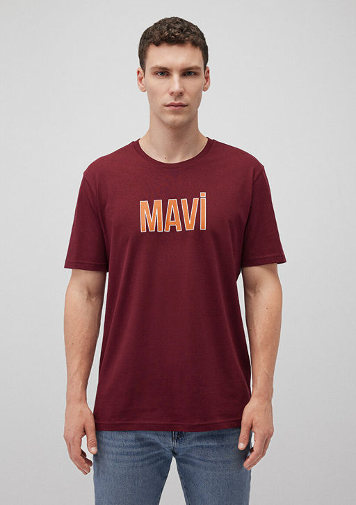 Mavi Logo Bask?l? Bordo Tisort  фото 3