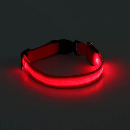 Ошейник с подсветкой размер М, ОШ 40-48 х 2,5 см, 3 режима свечения красный - Пижон фото 6