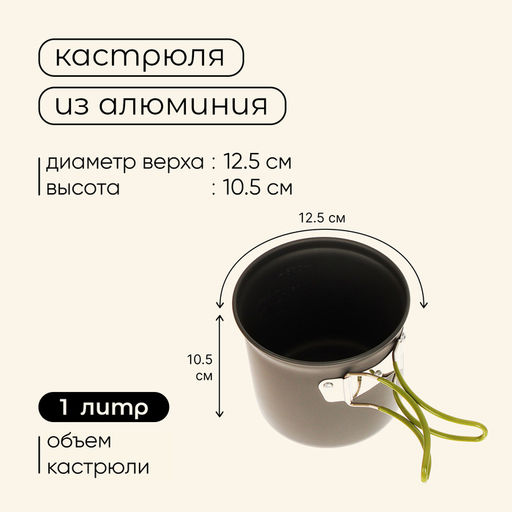 Набор туристической посуды maclay: 2 кастрюли, приборы, горелка, штопор, тряпка, карабин
