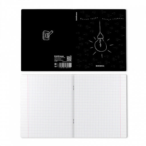 Цена за 5 шт. Тетрадь общая ученическая с пластиковой обложкой на скобе ErichKrause Зри в корень, Физика, 48 листов, клетка  фото 2