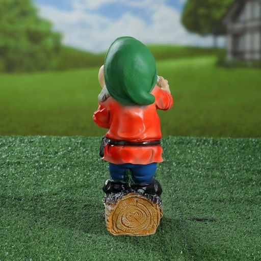 Садовая фигура из полистоуна «Гномик с лопатой», 15×12×30 см