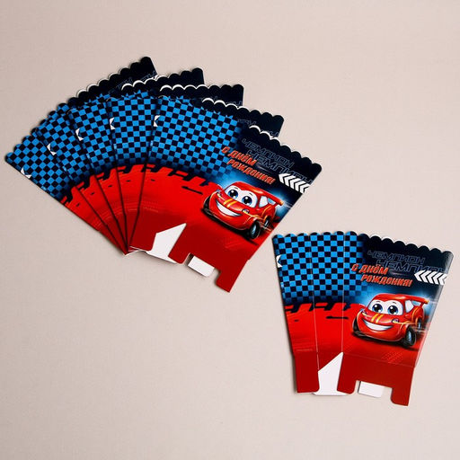 Цена за 6 шт. Снек-бокс С днём рождения машинки - Страна карнавалия фото 3