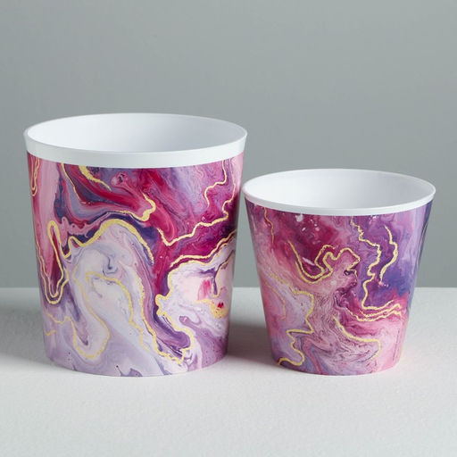 Набор кашпо для цветов 2 в 1 «Мрамор», 0,8 и 1,6 л, 11 х 12 и 14 х 14 см