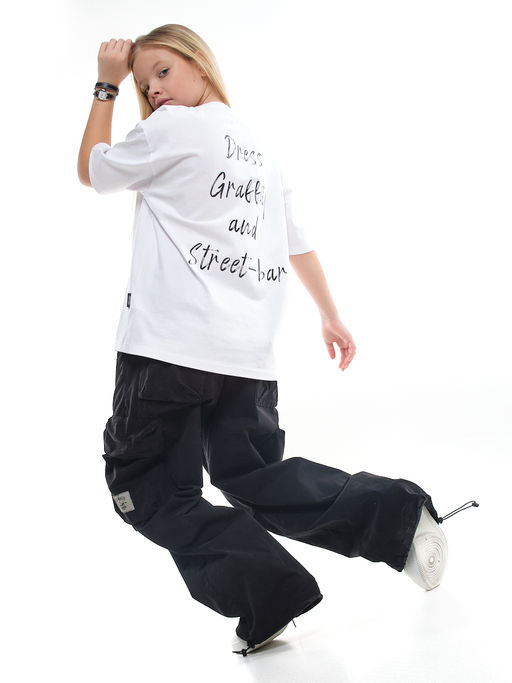 Футболка с принтом на спине 22-9000 белый - Mini maxi фото 2