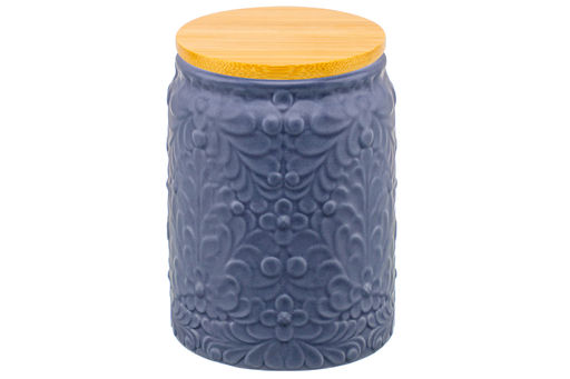 Банка д/хранения 1,1 л 12*12*16,4 см с бамбуковой крышкой с сил. упл. темно-серый матовый - Elan gallery фото 11