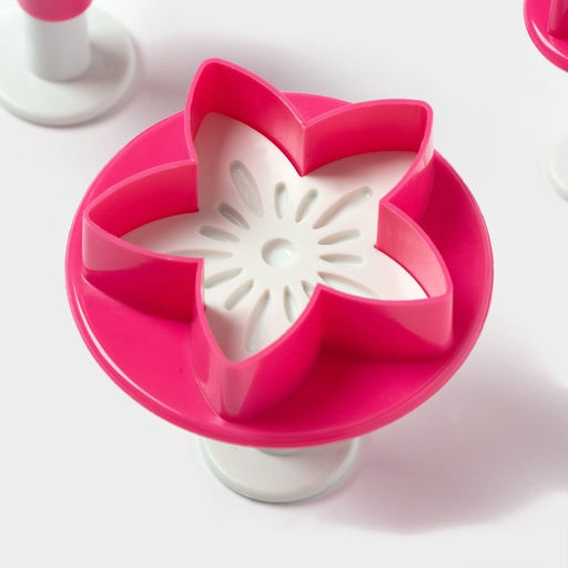 Плунжеры кондитерские Доляна Цветок. Листок. Звёздочка, набор 3 шт., пластик, розовые  фото 5