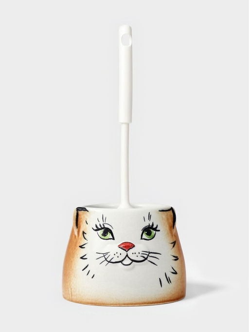 Ёршик для унитаза с подставкой «Кошка», фарфор, МИКС