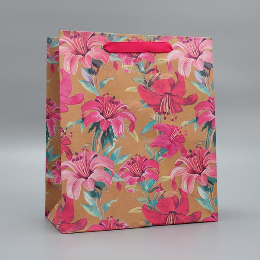 Пакет крафтовый вертикальный Цветы, ML 23 х 27 х 11,5 см