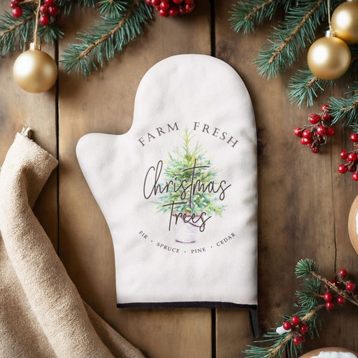 Цена за 2 шт. Варежка-прихватка Christmas trees 20×28 см, саржа, 100% х/л, ватин 250 г/м²