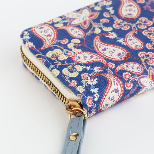 Кошелёк женский на молнии с ремешком, голубой