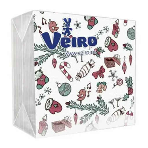 VEIRO салфетки 24см 1-сл. (50шт) с рисунком НГ Калейдоскоп