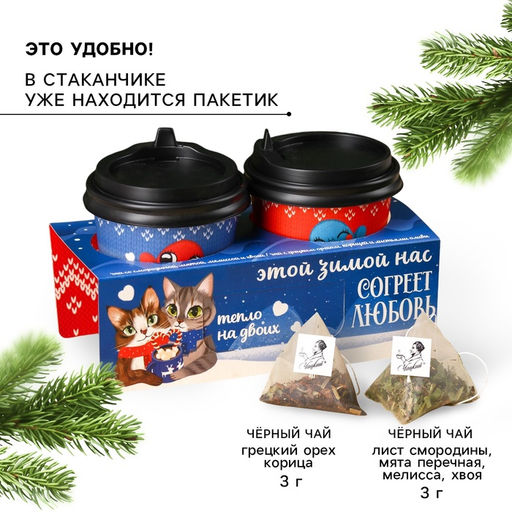 Чай подарочный Тепло на двоих, набор 2 шт. ? 3 г