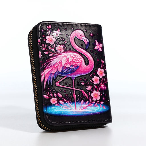 Кошелёк на молнии Фламинго, маленький, чёрный