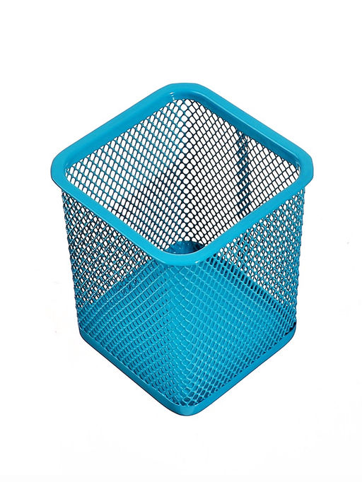 Стакан для пишущих принадлежностей квадратный сетка металл бирюзовый