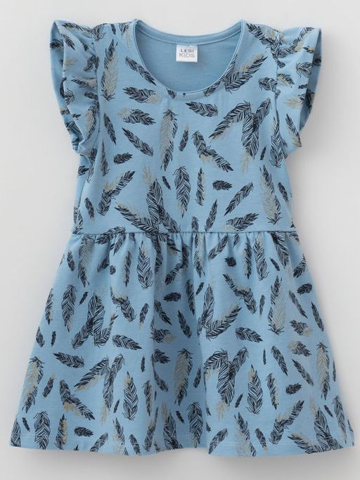 Платье для девочки перья на голубом, голубой, 270 - Lesi kids фото 4