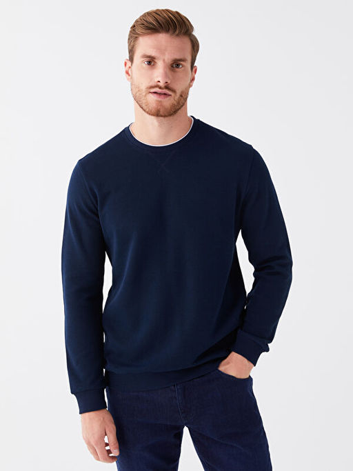 Bisiklet Yaka Uzun Kollu Erkek Sweatshirt