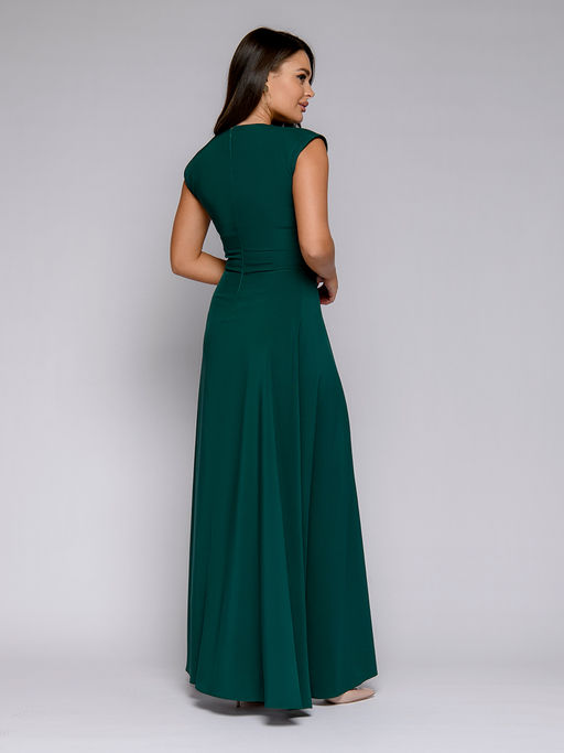 Платье зеленое длины макси с глубоким декольте - 1001dress фото 3