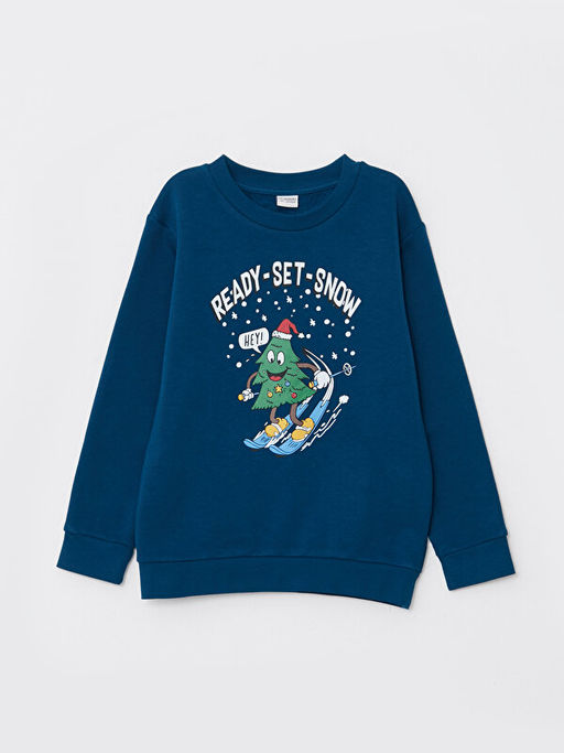 Bisiklet Yaka Y?lba?? Temal? Uzun Kollu Erkek ?ocuk Sweatshirt - Waikiki фото 3