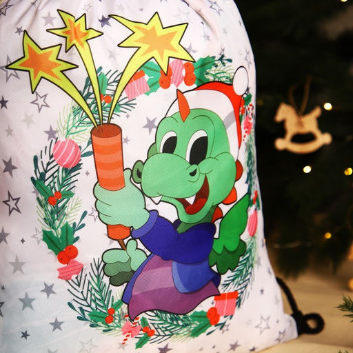 Мешок-рюкзак новогодний на шнурке, цвет белый/разноцветный - Simaland фото 4