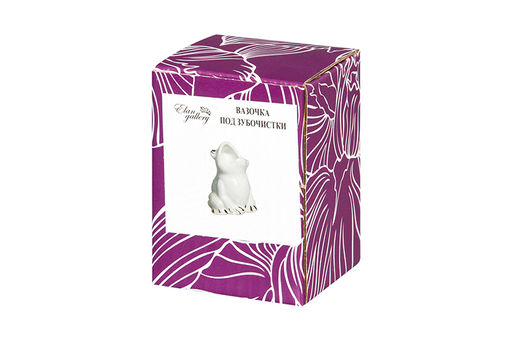 Вазочка п/зубоч. 5,5*4,8*6,5 см 30 мл Лягушка белая, золото - Elan gallery фото 5