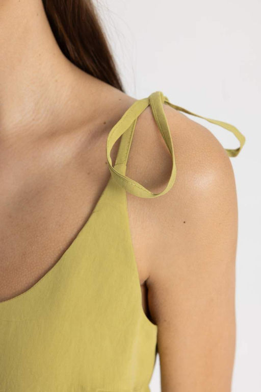 Платье макси прямого кроя с круглым вырезом и бретелями из модала - Defacto фото 9