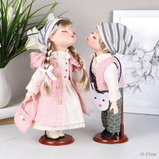 Сувенир коллекционный 2 штуки набор 30 см / 1215-6 /уп 24/розовое платье
