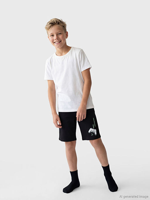 Bask?l? Erkek ?ocuk Pijama ?ort 2li