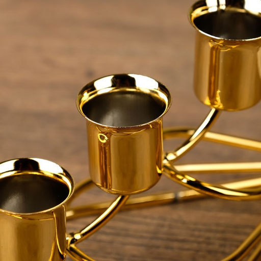 Металлический подсвечник на 3 свечи «Капли», золото, 14×8×8 см