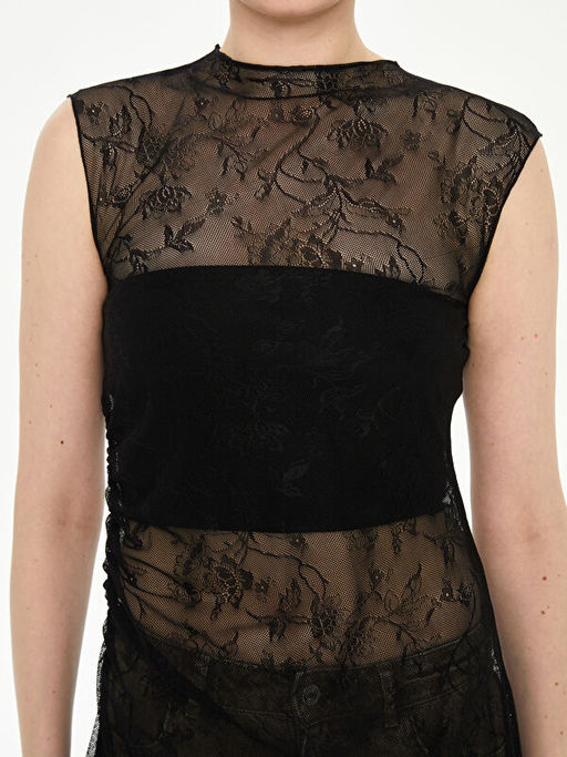 Asimetrik Kesim Dantel Kad?n Tunik