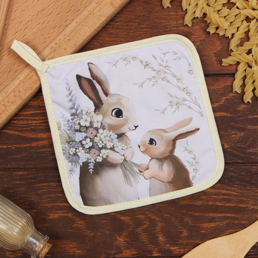 Прихватка Доляна Зайчата 17х17 см, 35% хл, 65% пэ, ватин 250 г/м2  фото 5