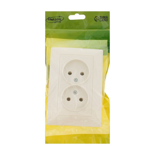 Розетка Luazon Lighting «Антей», 10 А, скрытая, IP20, двухместная, без заземления, белая