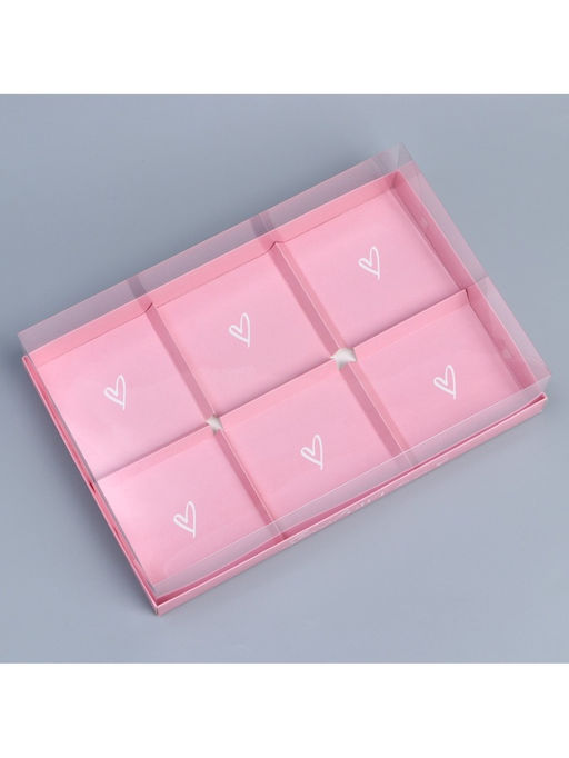 Цена за 5 шт. Коробка кондитерская для муссовых пирожных «Сердечки», 27×17.8×6.5 см