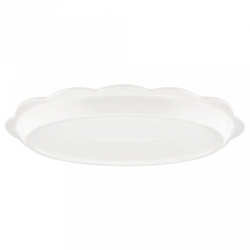 "Махаон" Блюдо фарфоровое 285х165х25мм, 300мл, овальное, волнистый край, с деколью, черный/белый, в коробке (Китай)