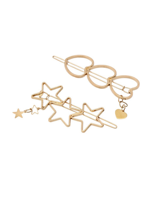 Цена за 3 шт. Невидимка для волос "Джастин" (набор 2 шт) 7 см, золото