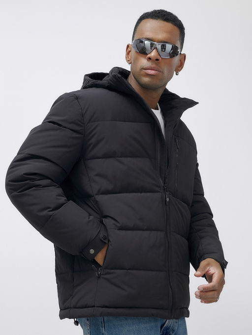 Куртка спортивная мужская зимняя большого размера черного цвета 617Ch - Wonderrman фото 11