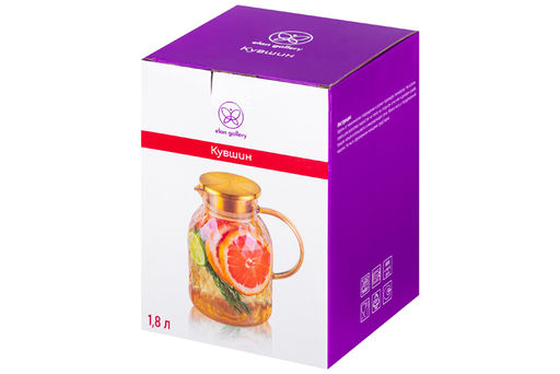 Кувшин 1,8 л 18*13*19,5 см "Crystal glass" золото+метал.крышк. с силик.уплотнит, ионное покр