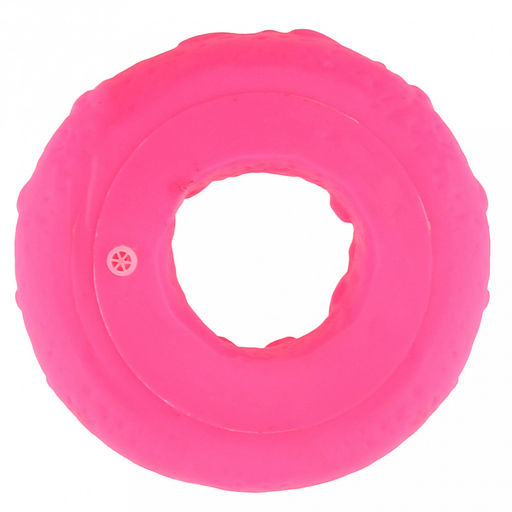Игрушка для собаки "Пончик" д14см, h3см, с пищалкой, ПВХ, фактурная, цвета микс (розово-зеленый, желто-розовый), "Пэт тойс (Pet toys)" (Китай)