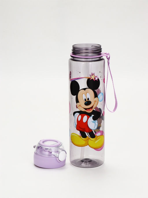 Бутылка пластиковая с трубочкой, 800 мл, фиолетовая