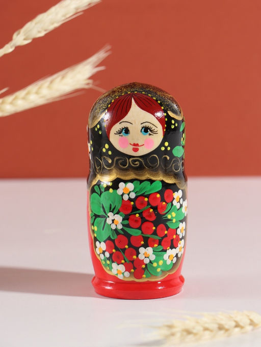 Матрёшка дерево «Хохлома», чёрная голова, 5-кукольная, 11-12 см