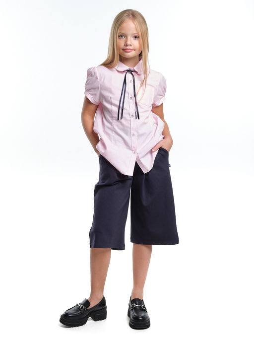 Рубашка розовая с брошью UD 5119 розовый/синий - Mini maxi фото 4