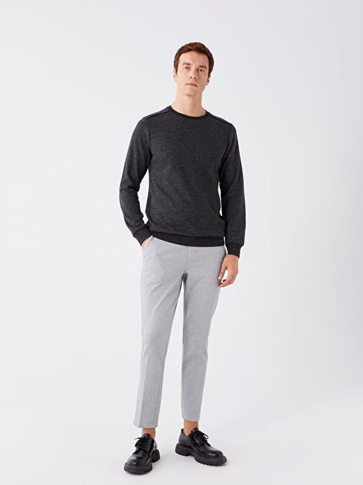 Bisiklet Yaka Uzun Kollu Erkek Sweatshirt