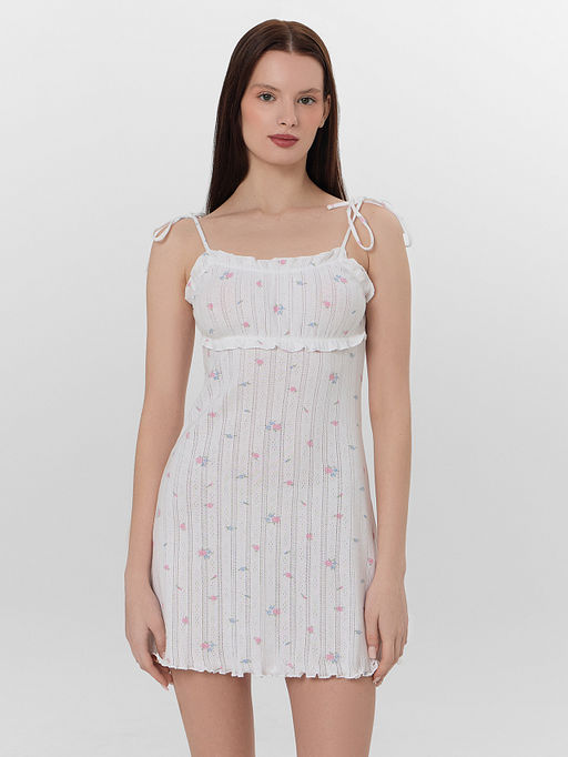 Сорочка ночная женская белая с цветочным принтом - Mark formelle фото 3