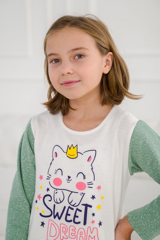 Пижама детская из футера Кисонька мятная березка - Амадэль фото 4