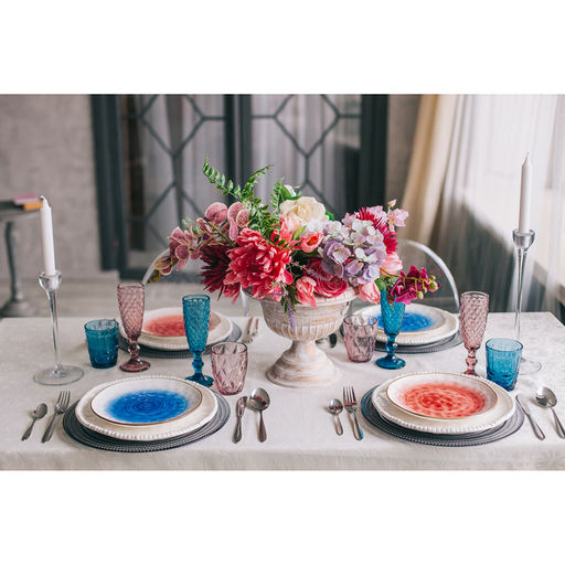 Тарелка Доляна Космос, d=21.2 см, фарфор, белая, красная