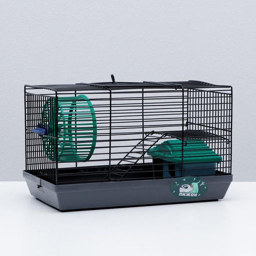 Клетка-мини для грызунов Пижон №2, укомплектованная, 27 х 15 х 16 см, серая  фото 3