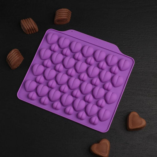 Цена за 2 шт. Форма для шоколада Доляна Море сердец, силикон, 18?15?1 см, 52 ячейки, МИКС  фото 8