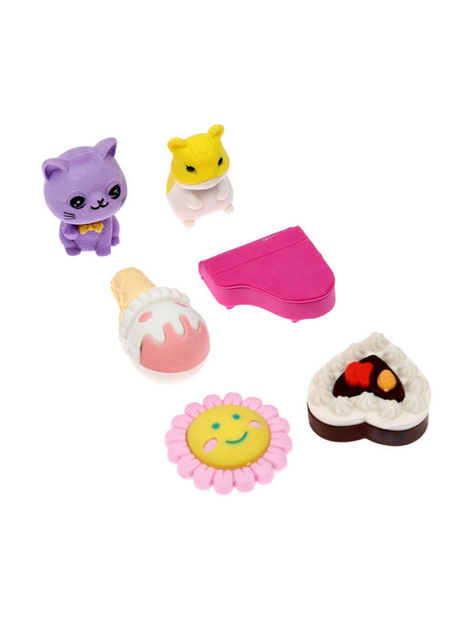 Набор фигурных ластиков, 6 штук, МИКС